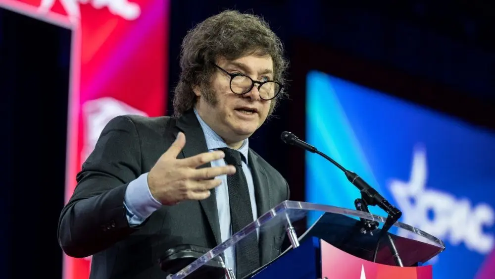 President of Argentina Javier Milei speaks during CPAC Conference 2024 at Gaylord National Resort Convention Center in Washington DC on February 24^ 2024