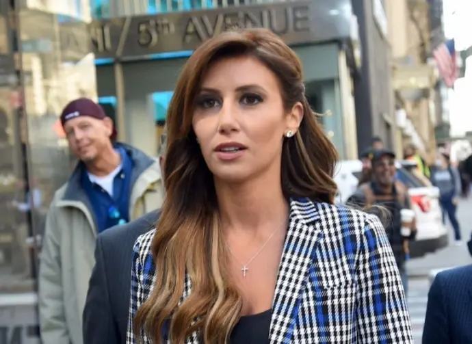 Alina Habba^ former lawyer for Donald Trump talks to media^ makes her way into Trump Tower in Manhattan. N EW YORK^ NEW YORK-MARCH 21^ 2023