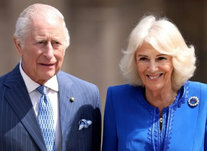 King Charles III and Queen Camilla visit the Colosseum on day two of their state visit to Italy. Rome^ Italy - April 08^ 2025: