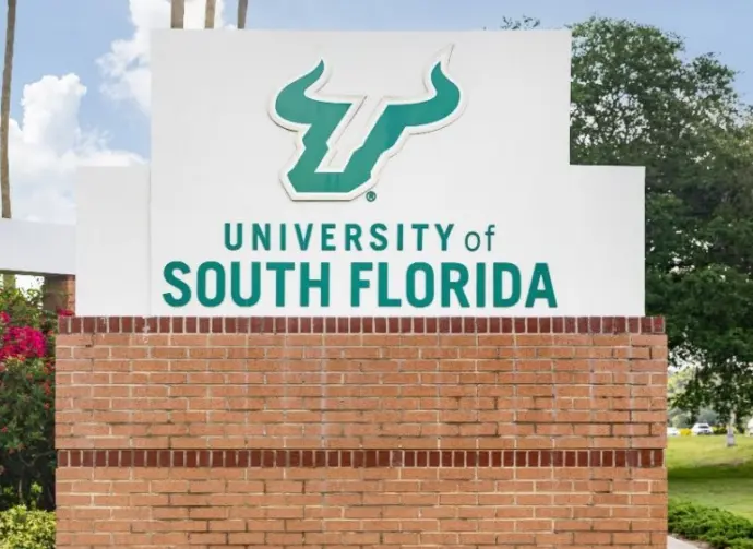 The University of South Florida is a public research university with their main campus in Tampa^ FL. Their mascot is the Bulls. Tampa^ FL^ USA - May 29^ 2024