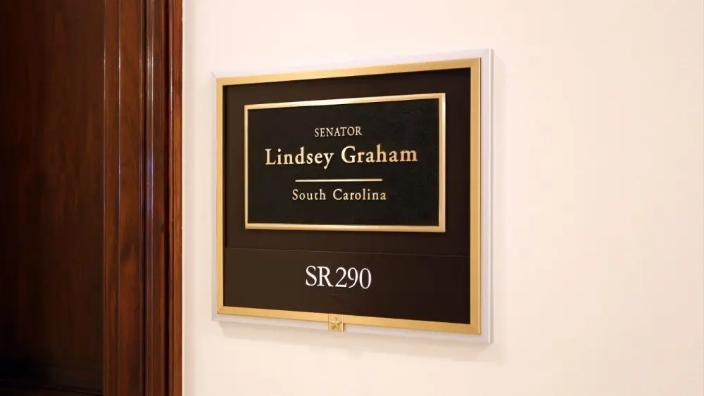 The entrance to the office of Senator Lindsey Graham in Washington^ DC on July 18^ 2017. Lindsey Graham is the senior United States Senator from South Carolina.