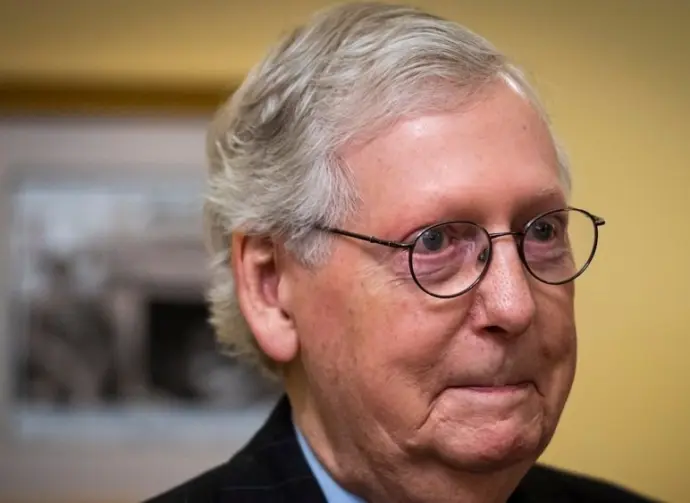 US Senate Minority Leader Mitch McConnell (Republican of Kentucky) speaks with reporters in his office in the US Capitol. Washington^ DC US - Nov 15^ 2022