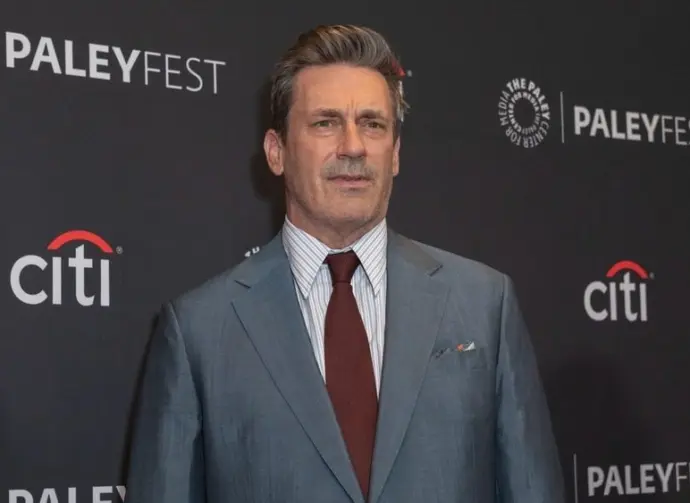 Jon Hamm arrives at the red carpet photocall for Apple TV's "Friends and Neighbors" during PaleyFest LA 2026 at the Dolby Theatre in Hollywood^ California on April 11^ 2026.