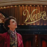 Standee of movie 'Wonka' displays at the theater.