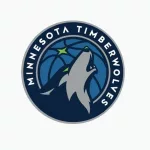 Minnesota Timberwolves^ Sports editorial vector logo is printed on white paper.
