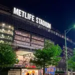 MetLife Stadium exterior view night Home of the NFL's New York Giants /Jets. EAST RUTHERFORD^ NEW JERSEY - August 15^ 2022