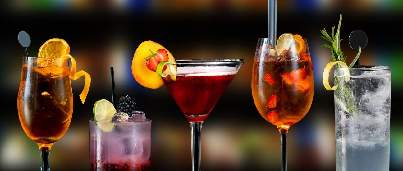 Five colorful cocktails