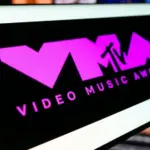 Mobile phone with logo of award show MTV Video Music Awards (VMA) in front of website. Focus on center-left of phone display. Stuttgart^ Germany - 03-19-2024