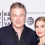 Alec Baldwin and Hilaria attend premiere of "Framing John DeLorean" during 2019 Tribeca Film Festival at SVA Theater^ Manhattan. New York^ NY^ USA - April 30^ 2019