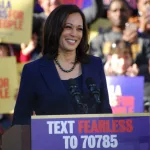 Kamala Harris speaks during her first campaign rally outside Oakland City Hall on Jan. 27. Harris announced she is running for President of the United States