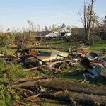 aftermath of a tornado in Mississippi