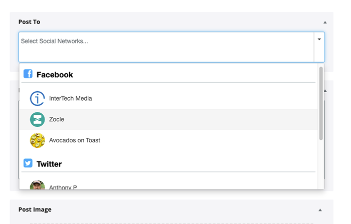 onecms social posting interface