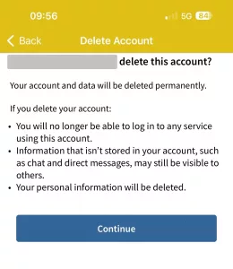 Account deletion