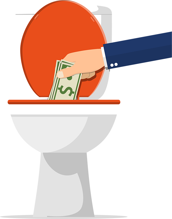 throwing money in toilet