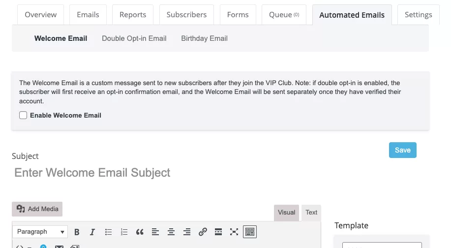 welcome email