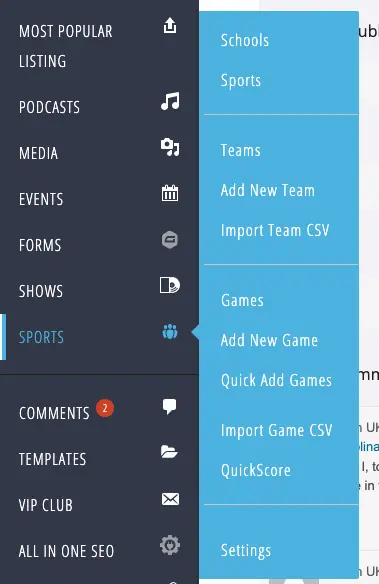 new sports menu