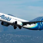 Alaska Airlines Boeing 737 departing Ted Stevens Airport