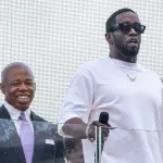 Sean "Diddy" Combs speaks and performs to the crowd after being presented with the key to the city by Mayor Eric Adams on Times Square in New York on September 15^ 2023