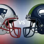 This content was generated by an Artificial Intelligence (AI) system. New England Patriots Helmet vs. Seattle Seahawk Helmet illustration