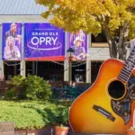 Exterior building and grounds of the Grand Ole Opry in Nashville. Nashville^ Tennessee^ USA - November 7^ 2021: Exterior building and grounds of the Grand Ole Opry in Nashville