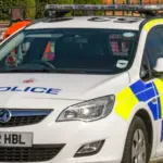 Police patrol car parked in Gloucester Quays^ which is the former docks area GLOUCESTER^ ENGLAND - SEPTEMBER 2019