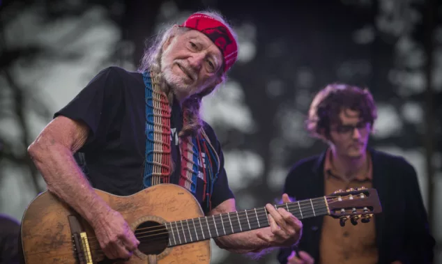 Willie Nelson and son Micah performing at Outside Lands music festival Sutro Stage.