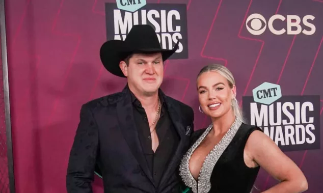 Jon Pardi (L) and his wife Summer attend the 2023 CMT Music Awards at Moody Center on April 2^ 2023 in Austin^ Texas.
