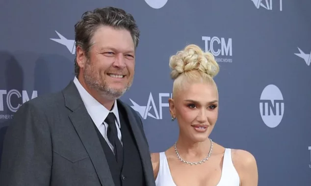 Blake Shelton and Gwen Stefani arrives for AFI Lifetime Achievement Gala on June 09^ 2022 in Hollywood^ CA