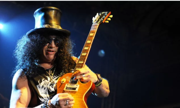 guitarist Slash during performance in Prague^ Czech republic^ February 11^ 2013