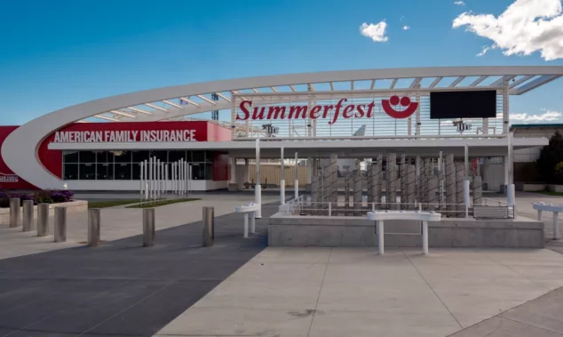 The main gate of Summerfest "The Worlds Largest Outdoor Music Festival" located on the Henry Maier Festival Park grounds. Milwaukee^ WI