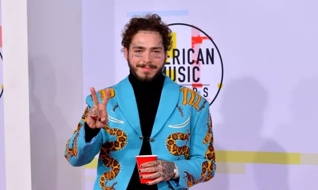 Post Malone at the 2018 American Music Awards at the Microsoft Theatre LA Live. LOS ANGELES^ CA. October 09^ 2018
