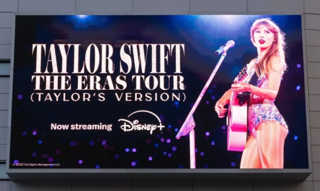 Advertisement for Taylor Swift The Eras Tour at L.A. Live in Downtown. March 17^ 2024 - Los Angeles^ CA USA