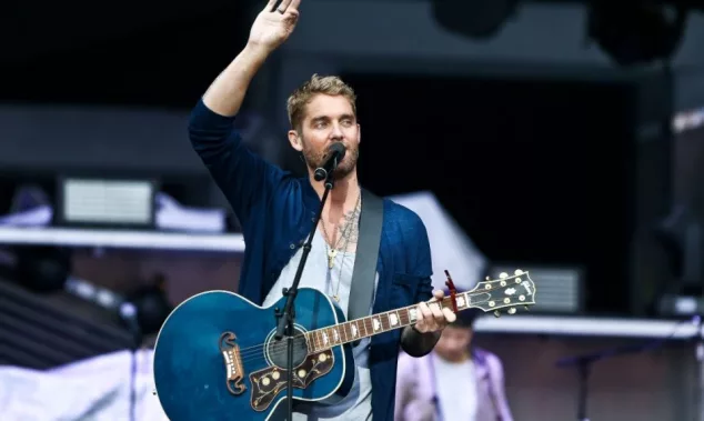 Brett Young performs during the You Look Good World Tour at Northwell Health at Jones Beach Theatre on July 14^ 2017 in Wantagh^ New York.