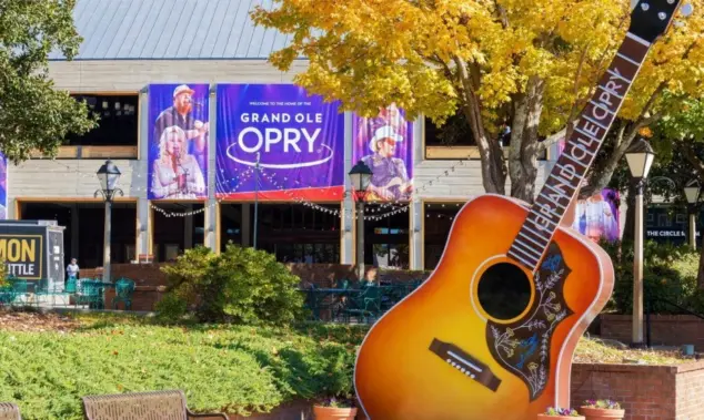 Exterior building and grounds of the Grand Ole Opry in Nashville. Nashville^ Tennessee^ USA - November 7^ 2021