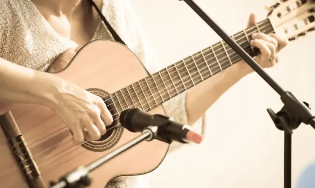 Woman with guitar/toned photo
