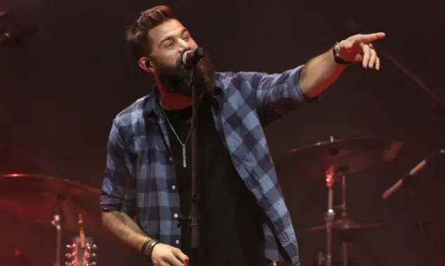 Jordan Davis performs at CMT's RAMJAM on June 3^ 2019 at TopGolf in Nashville^ Tennessee. NASHVILLE^ TN - JUN 3:
