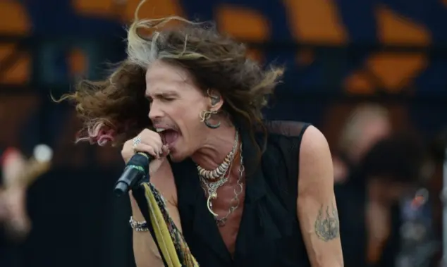 Aerosmith^ with lead singer Steven Tyler^ performs at the 2018 New Orleans Jazz and Heritage Festival. New Orleans^ LA - May 5^ 2018