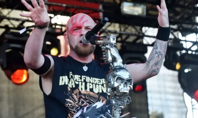 Singer Ivan Moody of Five Finger Death Punch during performance at festival Rock for People in Hradec Kralove^ Czech republic^ July 4^ 2016.