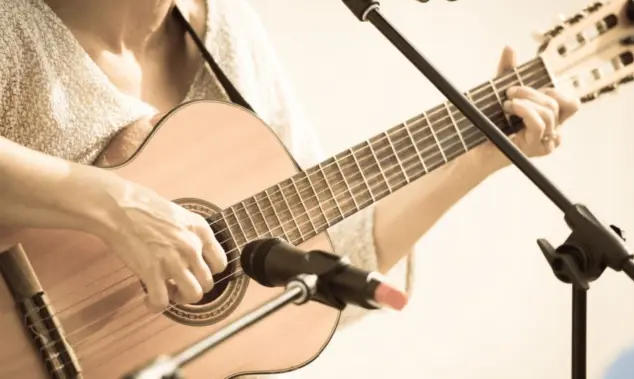 Woman with guitar/toned photo