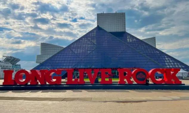 The Rock and Roll Hall of Fame and Museum in Downtown Cleveland Ohio USA Cleveland^ Ohio USA - April 22^ 2023