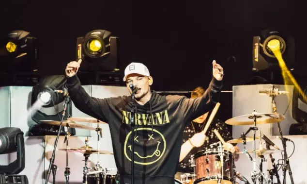 Kane Brown performs on stage during Chris Young's Losing Sleep 2018 World Tour at Infinite Energy Center. DULUTH^ GA^ USA - FEBRUARY 15TH^ 2018