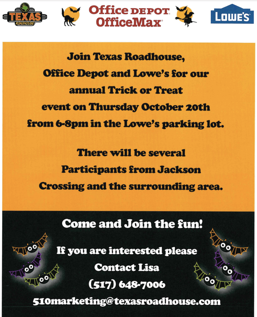 Trick or Treat at Texas Roadhouse, Office Depot & Lowe’s K105.3