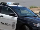 Austin^ Texas^ a police car in the street. May 30th 2020