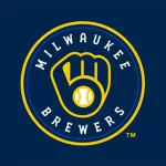 Milwaukee Brewers logo^ D.C. ^ MLB Team^ Major League Baseball^ with navy blue background