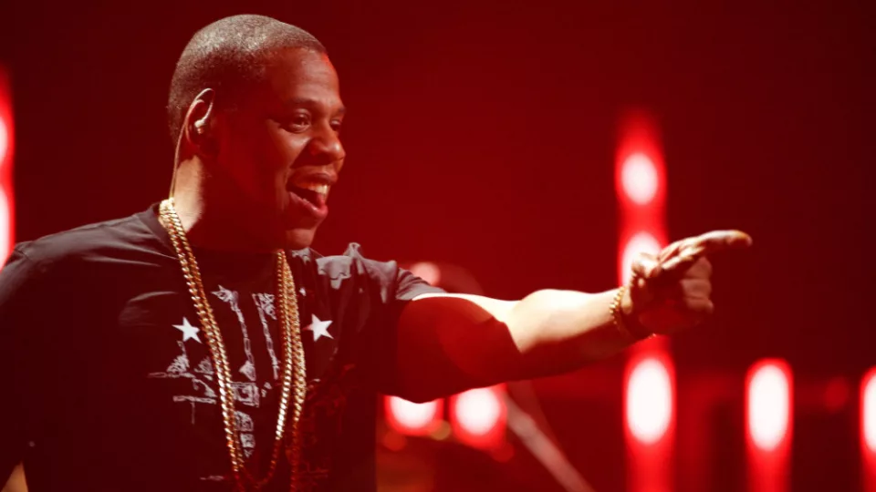 September 23^ 2011 - Jay-Z performs at the inaugural iHeartRadio Music Festival at the MGM Grand Garden Arena.