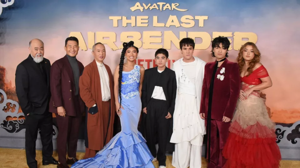 Daniel Dae Kim^ Ken Leung^ Kiawentiio Tarbell^ Gordon Cormier^ Ian Ousley^ Dallas Liu^ Elizabeth Yu attends the premiere of Netflix's Avatar The Last Airbender. Hollywood^ CA^ February 15^ 2024: