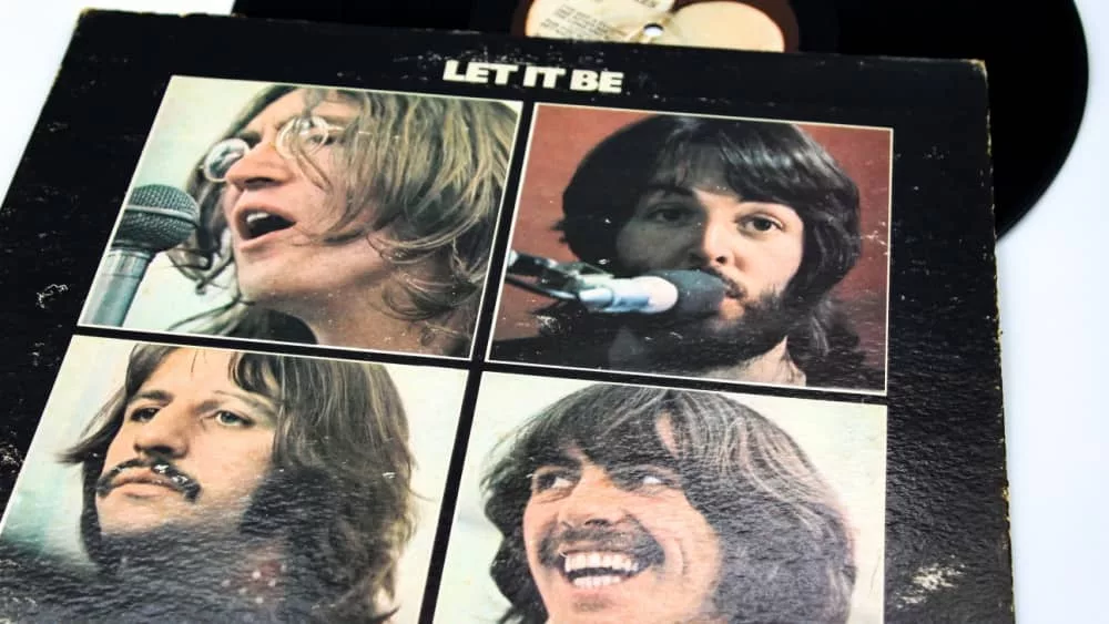 'Let it Be' album from The Beatles. This music album is on a vinyl record LP disc. Album cover