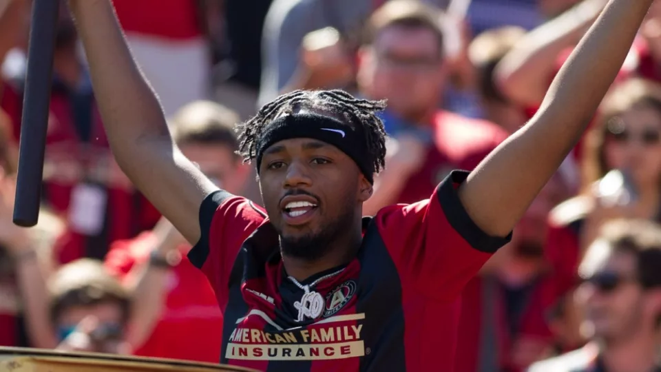 Music Producer Metro Boomin at the MLS Atlanta United Hosted Orlando City on Saturday 29th^ 2017 at the Georgia Tech campus Bobby Dodd Stadium in Atlanta^ Georgia.