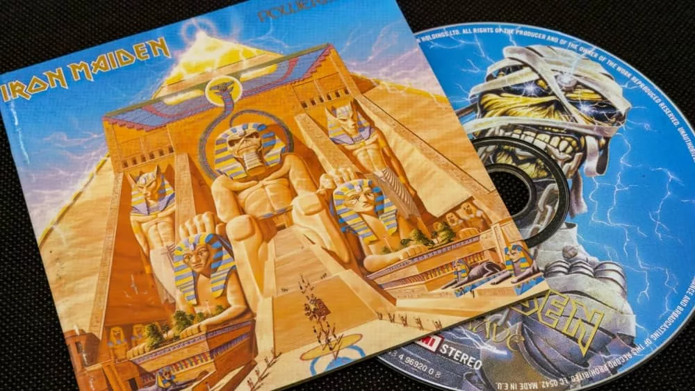 Iron Maiden - Powerslave (1984) studio album^ CD and cover art. Lahti^ Finland. October 10^ 2023.