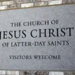 Welcome sign outside the entrance of The Church of Jesus Christ of Latter-day Saints saying 'visitors welcome'. Prescott Valley^ Arizona^ United States - March 28 2020